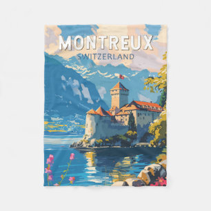 Montreux Schweiz Reise Kunst Vintage Fleecedecke