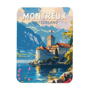 Montreux Schweiz Reise Kunst Vintage Magnet