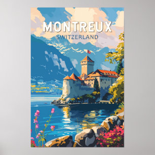 Montreux Schweiz Reise Kunst Vintage Poster