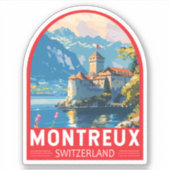 Montreux Schweiz Reisen Vintag Aufkleber (Vorderseite)