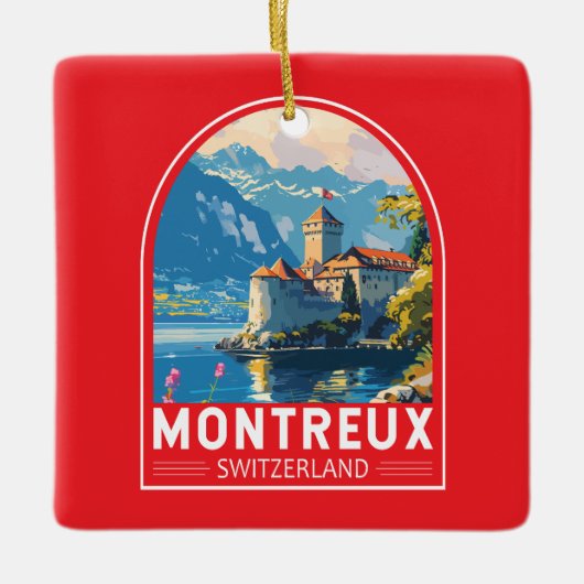 Montreux Schweiz Reisen Vintag Keramikornament (Vorderseite)