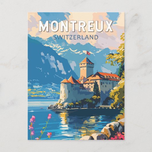 Montreux Schweiz Reisen Vintag Postkarte (Vorderseite)