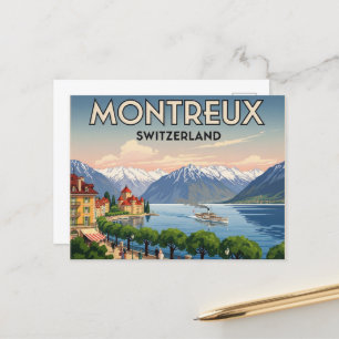 Montreux Schweiz Reisen Vintag Postkarte