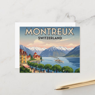 Montreux Schweiz Reisen Vintag Postkarte