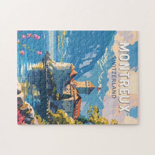 Montreux Schweiz Reisen Vintag Puzzle (Horizontal)