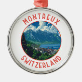 Montreux Schweiz Réro Distressed Circle Ornament Aus Metall (Vorne)
