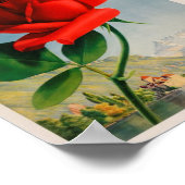 Montreux Schweiz Rose Vintage Poster (Ecke)