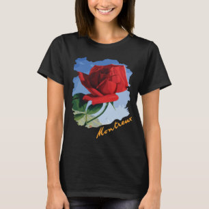 Montreux Schweiz Rote Rose Blaue Reise T-Shirt