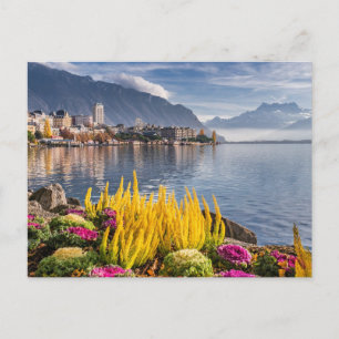 Montreux, Schweiz, Schöne Aussicht auf den Genfers Postkarte