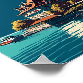 Montreux Schweiz Vintage Illustration Poster (Ecke)