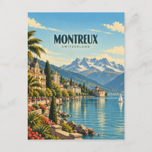 Montreux Schweiz Vintage Reise Kunst Postkarte