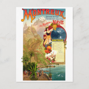 Montreux, Schweiz, Vintage Reise Postkarte
