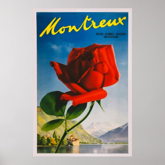 Montreux Schweiz Vintage Travel Poster (Vorne)