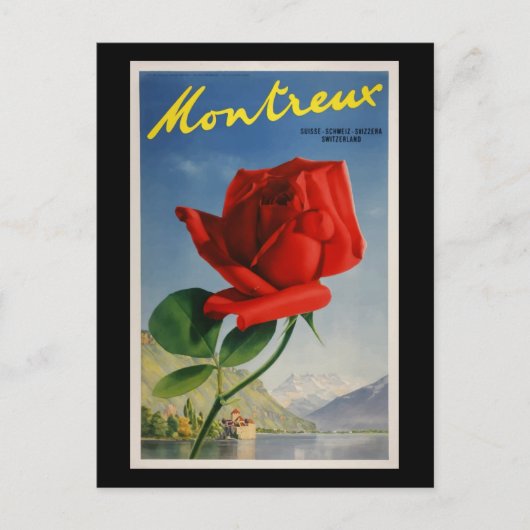 Montreux Schweiz, Vintage Travel Poster, Postkarte (Vorderseite)