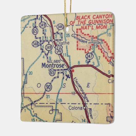 Montrose CO Vintag Map Keramikornament (Links)