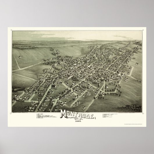 Montrose, PA Panorama Karte - 1890 Poster (Vorne)