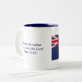 MONTSERRAT FLAG-Schrift, nach Maß weiß Zweifarbige Tasse (Vorderseite Links)