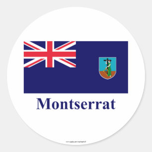Montserrat-Flagge mit Namen Runder Aufkleber