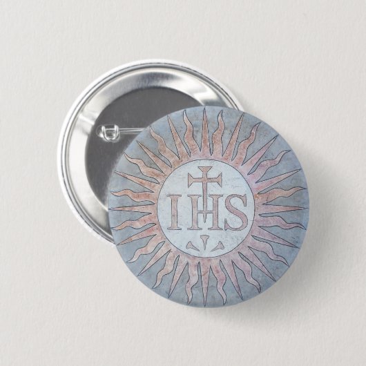 Montserrat Jesuit IHS Christogram Emblem Button (Vorne & Hinten)