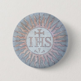 Montserrat Jesuit IHS Christogram Emblem Button