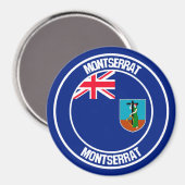 Montserrat Round Emblem Magnet (Vorderseite/Rückseite)