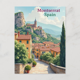 Montserrat Spanien Kunst Vintage-Reiseillustration Postkarte