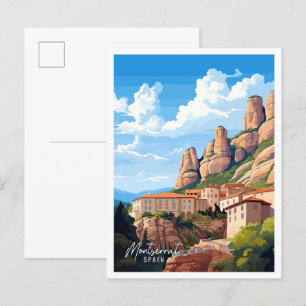 Montserrat Spanien Kunst Vintage-Reiseillustration Postkarte