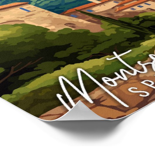 Montserrat Spanien Vintage Illustration Poster (Ecke)