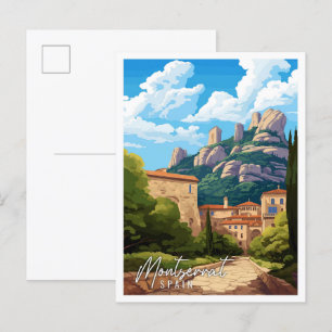 Montserrat Spanien Vintage-Reiseillustration Postkarte