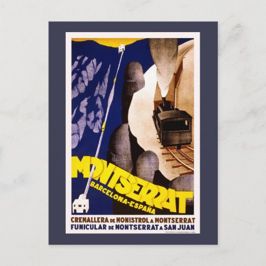 Montserrat, Spanien Vintage Travel Poster Postkarte (Vorderseite)