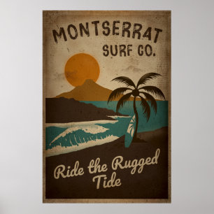 Montserrat Surf Co. Vintage-Surfdruck Poster