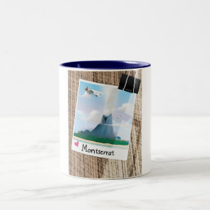 Montserrat Vulkan Urlaubs Poster. Zweifarbige Tasse