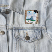 Montserrat Vulkan Urlaubsposter. Button (Beispiel)