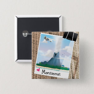 Montserrat Vulkan Urlaubsposter. Button