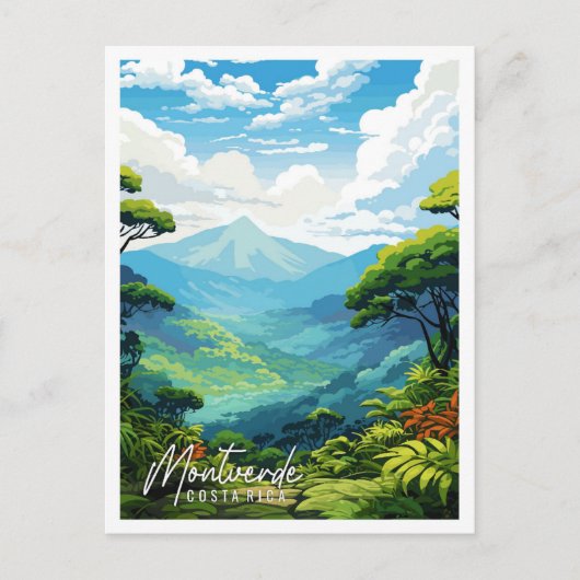 Montverde Costa Rica Vintage Illustration Postkarte (Vorderseite)