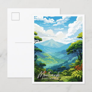 Montverde Costa Rica Vintage-Reiseillustration Postkarte