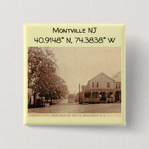 Montville NJ Map Koordiniert Vintagen Stil Button