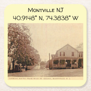 Montville NJ Map Koordiniert Vintagen Stil Rechteckiger Pappuntersetzer