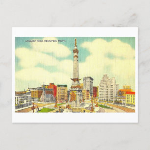 Monument Circle, Indianapolis, Indiana Vintage auf Postkarte