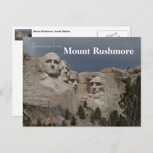 Monument Rushmore Nationalparkprojekt des Süd-Dako Postkarte (Vorne/Hinten)
