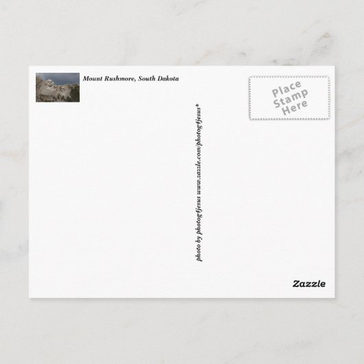 Monument Rushmore Nationalparkprojekt des Süd-Dako Postkarte (Rückseite)