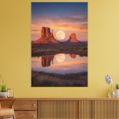 Monument Valley Supermond-Reflexion – Wüste Leinwanddruck (Insitu (Wohnzimmer))