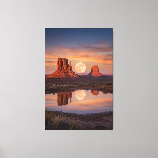 Monument Valley Supermoon Reflection – Desert Leinwanddruck (Vorderseite)