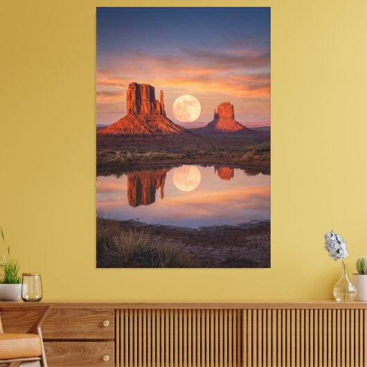 Monument Valley Supermoon Reflection – Desert Leinwanddruck (Insitu (Wohnzimmer))