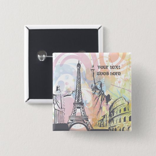 Monumente der Welt benutzerdefiniert Schaltfläche Button (Vorne & Hinten)