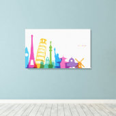 Monumente der Welt - Pastell Collage Leinwanddruck (Insitu (Holzboden))