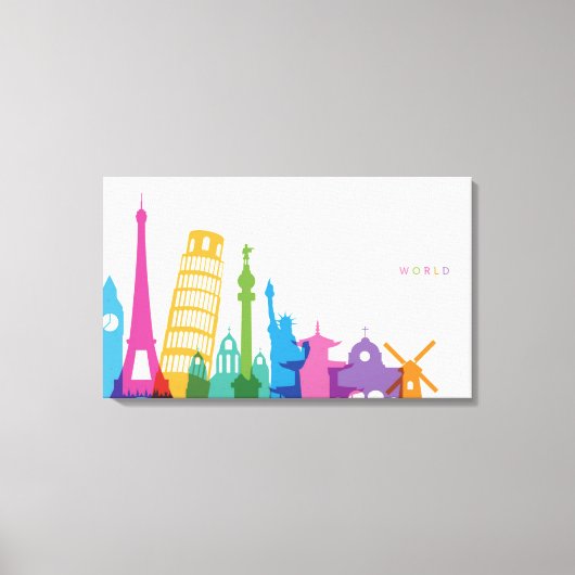 Monumente der Welt - Pastell Collage Leinwanddruck (Vorderseite)