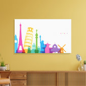 Monumente der Welt - Pastell Collage Leinwanddruck (Insitu (Wohnzimmer))