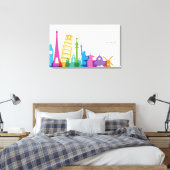 Monumente der Welt - Pastell Collage Leinwanddruck (Insitu (Schlafzimmer))