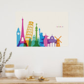 Monumente der Welt - Pastell Collage Poster (Küche)